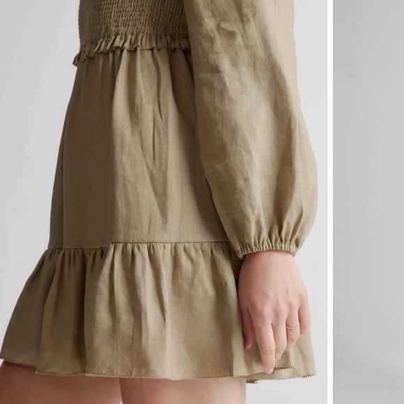 100% European Linen Smocked Mini Dress - Picture 4 of 7